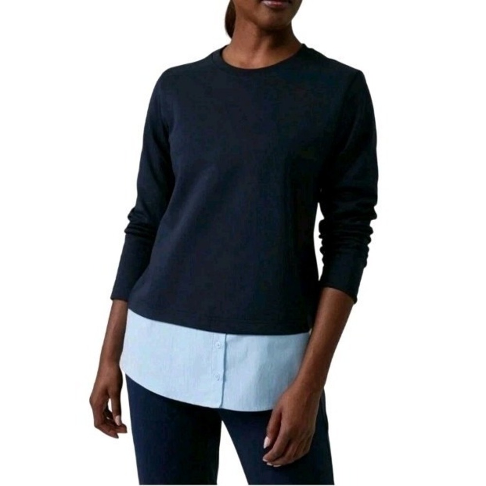 Athleta Gallery‎ Top 2.0 Navy/ Quarry Blue Size XL